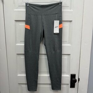 Lezat Women’s Active Leggings High Waist Grey/Orange Large NWT
